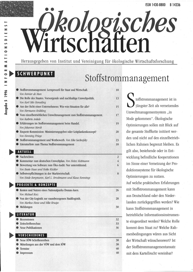 					Ansehen Bd. 11 Nr. 5 (1996): Stoffstrommanagement
				